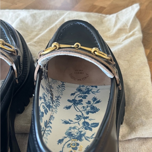 GUCCI Leather Lug Sole Horsebit Loafers Size 7.5 - Picture 9 of 10